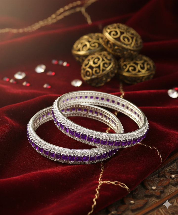Silver Bangles with Stone