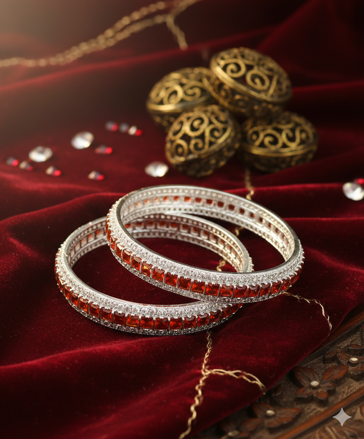 Silver Bangles with Stone