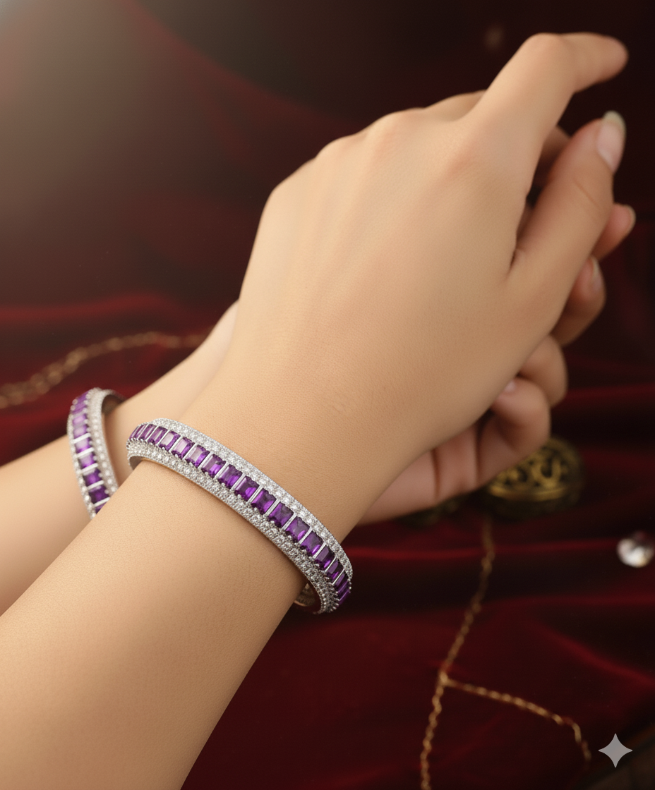 Silver Bangles with Stone