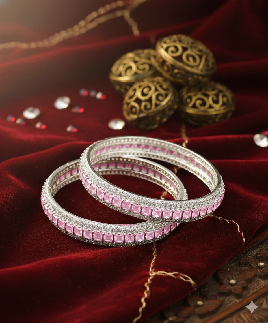 Silver Bangles with Stone