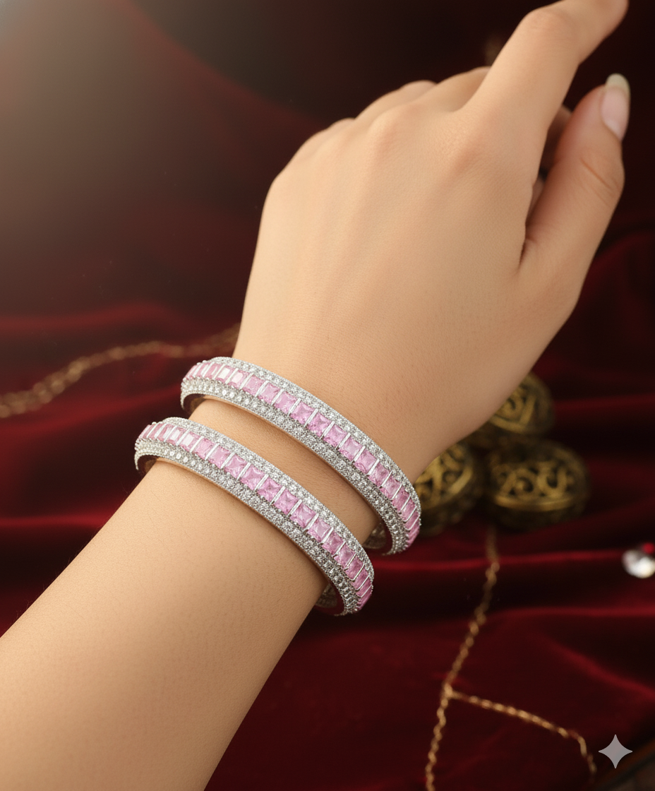 Silver Bangles with Stone