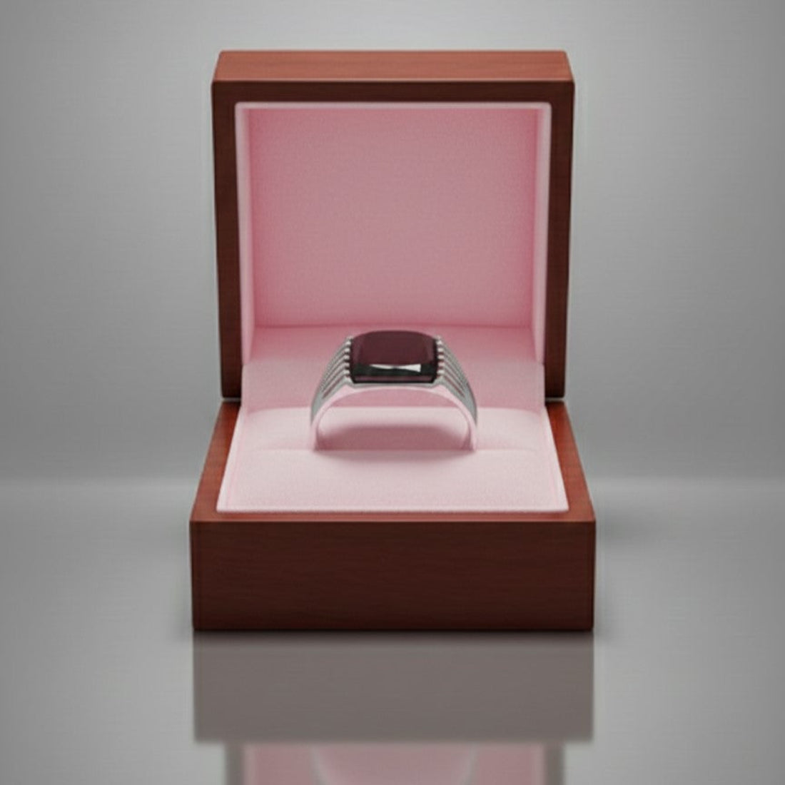 Bold Silver Signet Ring Black Stone.