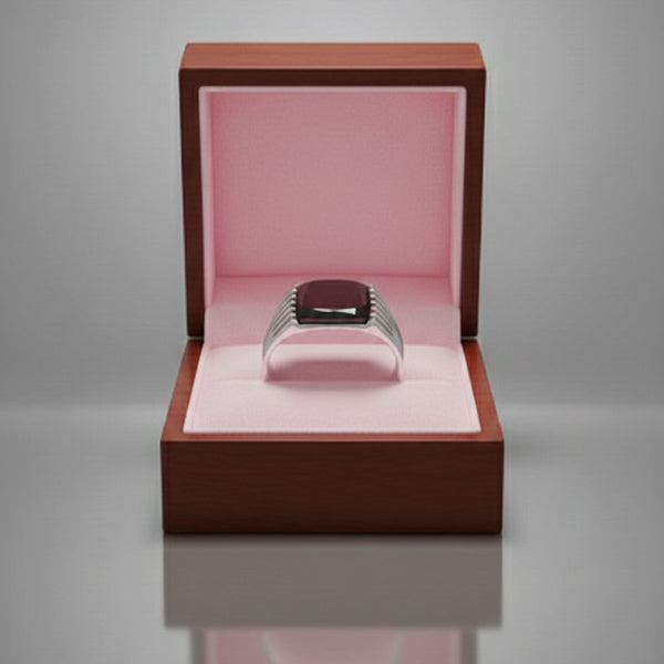 Bold Silver Signet Ring Black Stone.