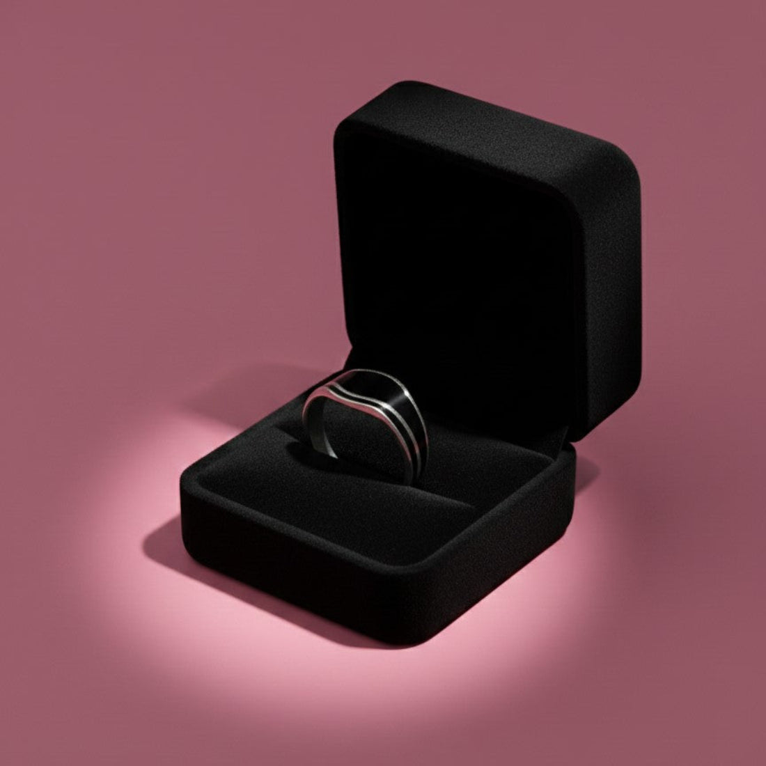 Sleek Black Inlaid Silver Signet Ring