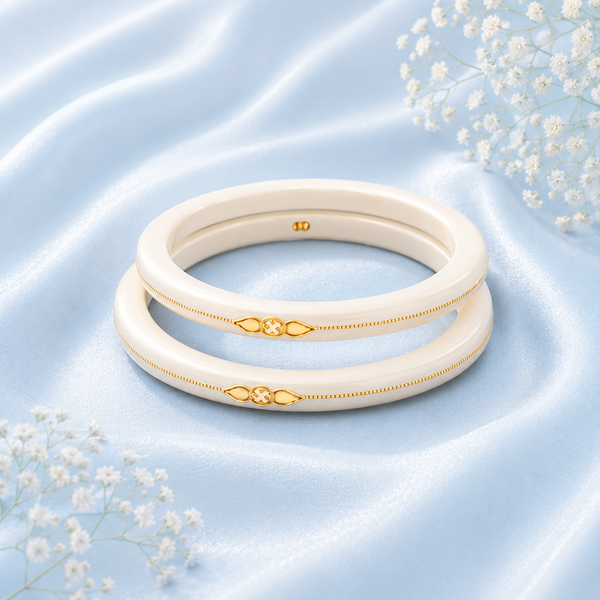 Gold-Accented Ivory Bangles for Timeless Elegance
