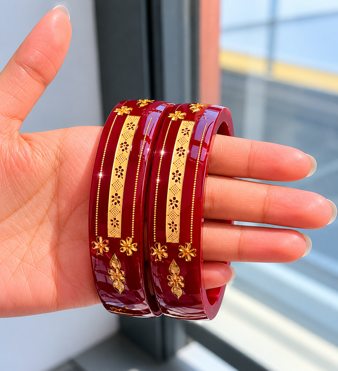 Luxury Red & Gold Bridal Bangles for Women | Traditional Designer Wedding Bangles