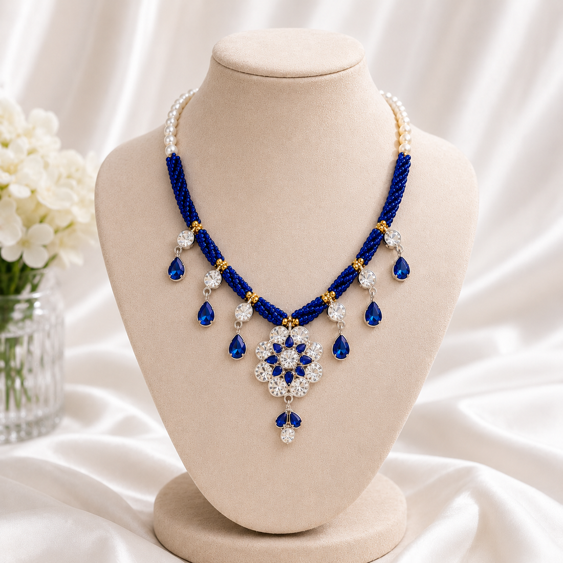 Royal Blue &  Necklace Set | Premium Bridal