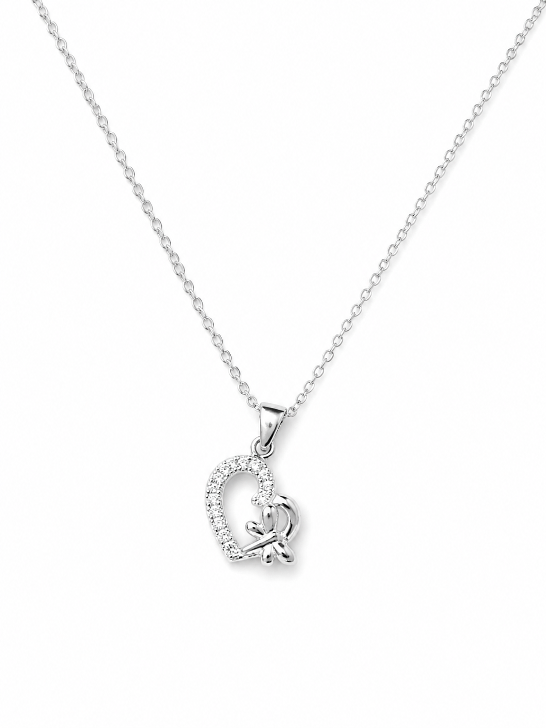 Silver Heart Pendant Necklace for Women | Elegant Stone Design - Balaji Jewellers