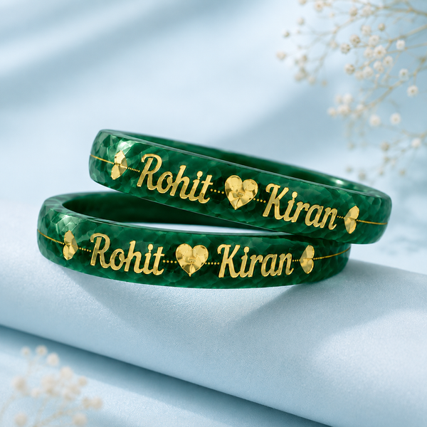 Customized Gold Couple Name Bangles –