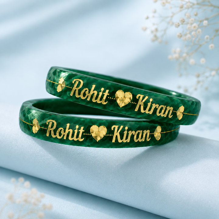 Customized Gold Couple Name Bangles –