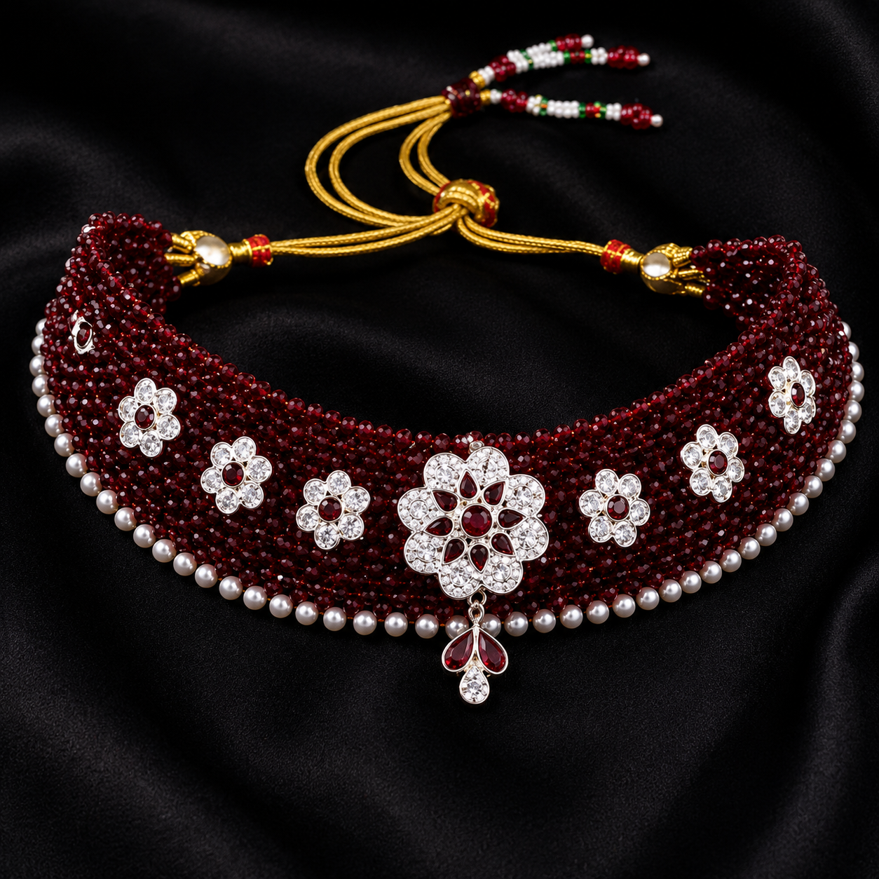 Exquisite Beaded Choker with Diamond
