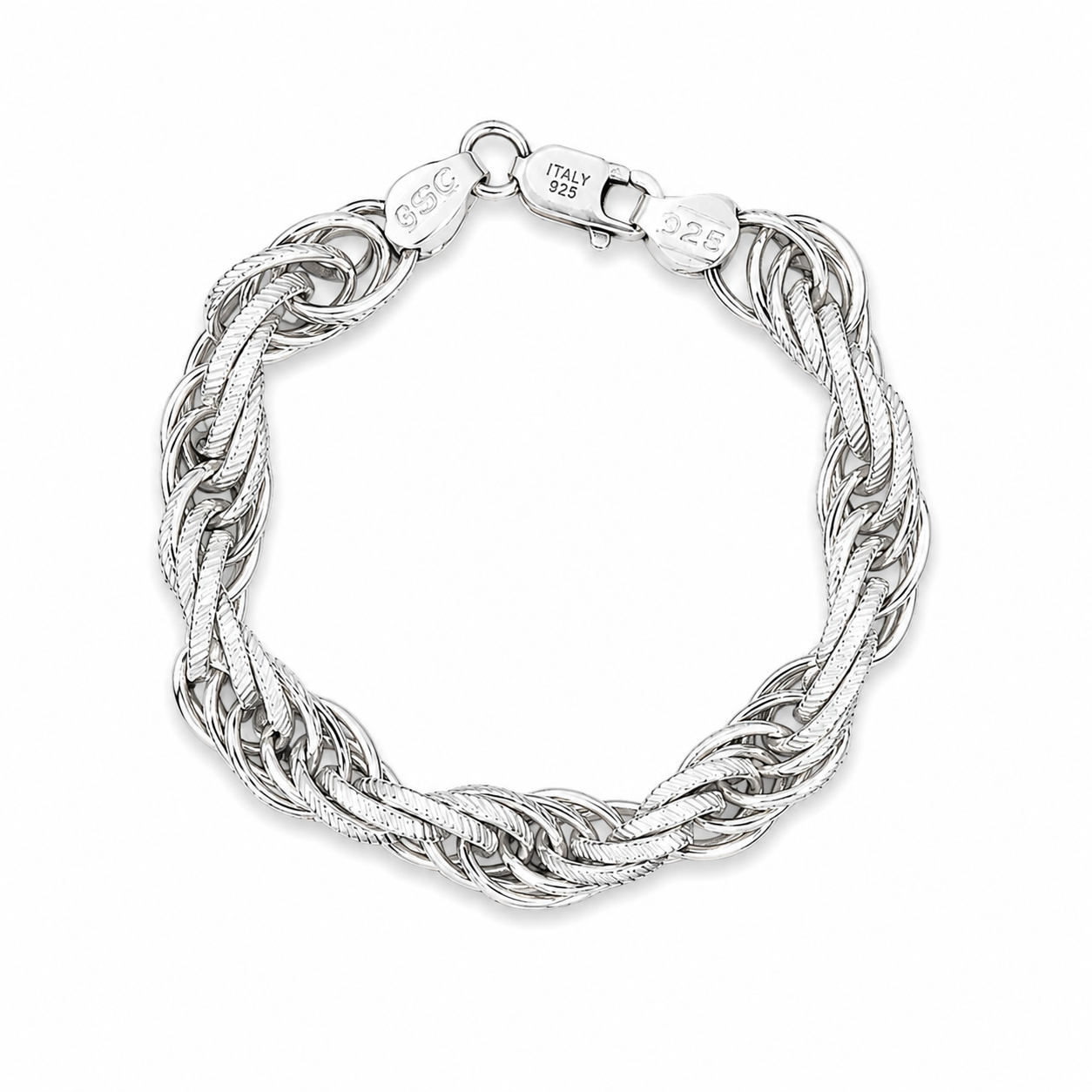 925 Sterling Silver Braided Link Bracelet | Luxury Woven Chain Bracelet for Men & Women