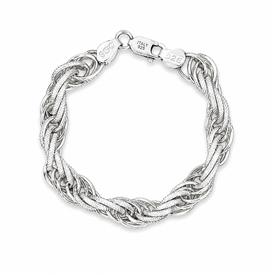 925 Sterling Silver Braided Link Bracelet | Luxury Woven Chain Bracelet for Men & Women