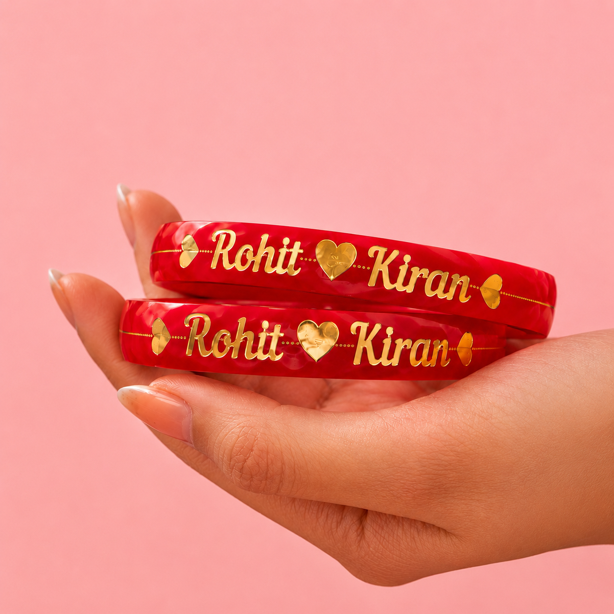 Customized Gold Couple Name Bangles –