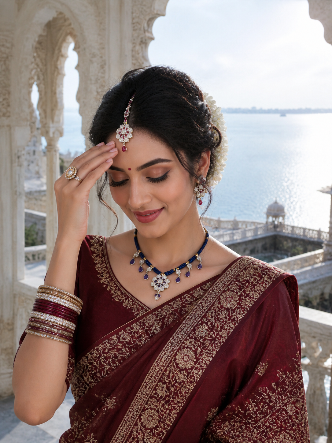 Royal Blue & Necklace Set | Premium Bridal - Balaji Jewellers