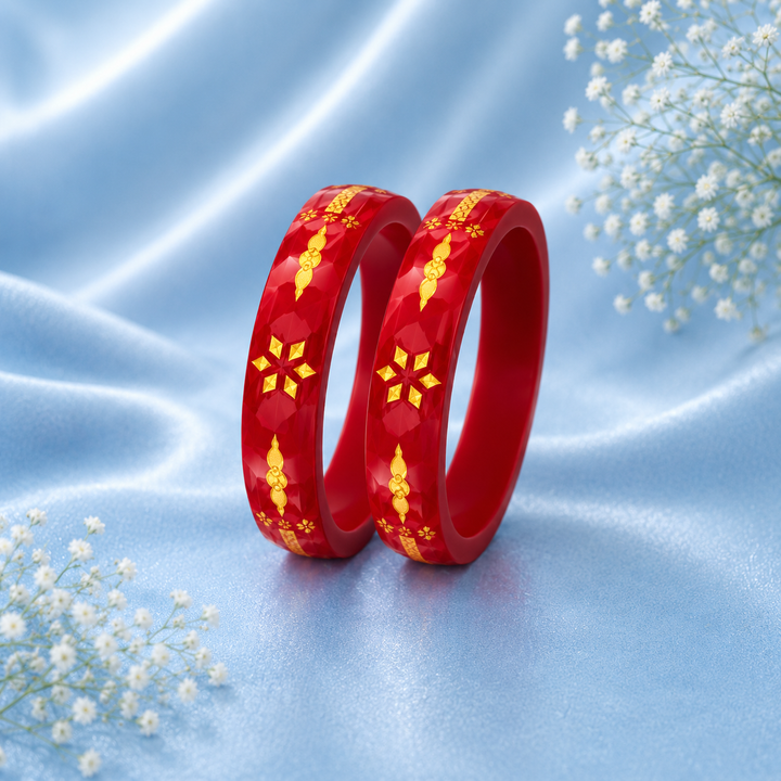 Traditional Red & Gold Bangles for Women | Elegant Bridal Designer Bangles