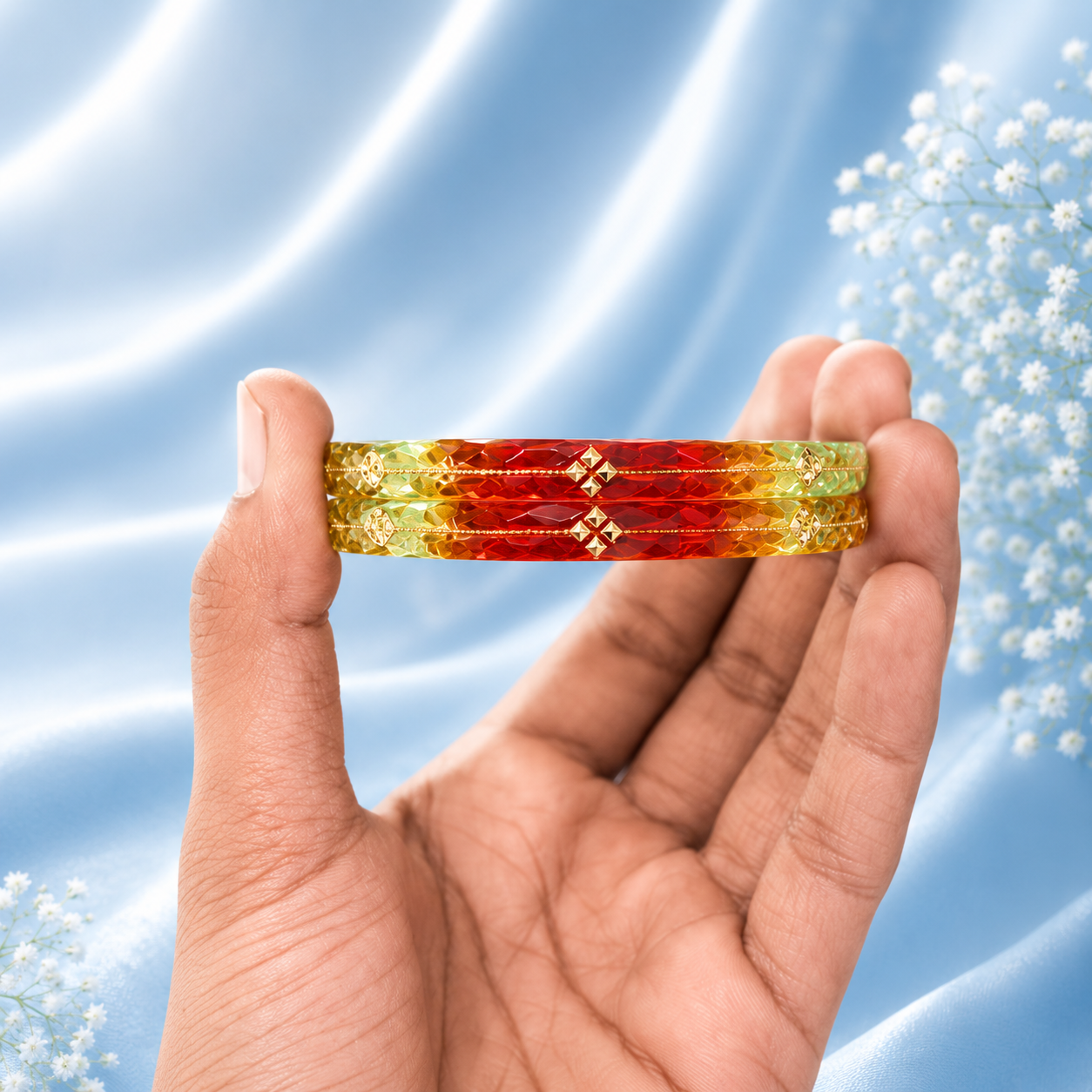 Multicolor Crystal Designer Bangles for Women | Premium Rainbow Fashion Bangles