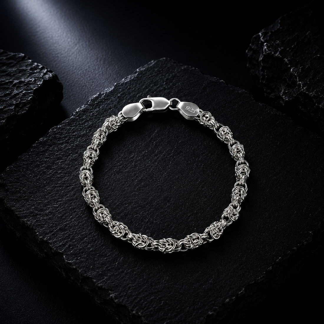 925 Sterling Silver Byzantine Bracelet | Premium Handcrafted Chain Bracelet
