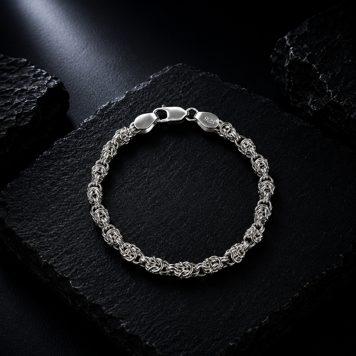925 Sterling Silver Byzantine Bracelet | Premium Handcrafted Chain Bracelet