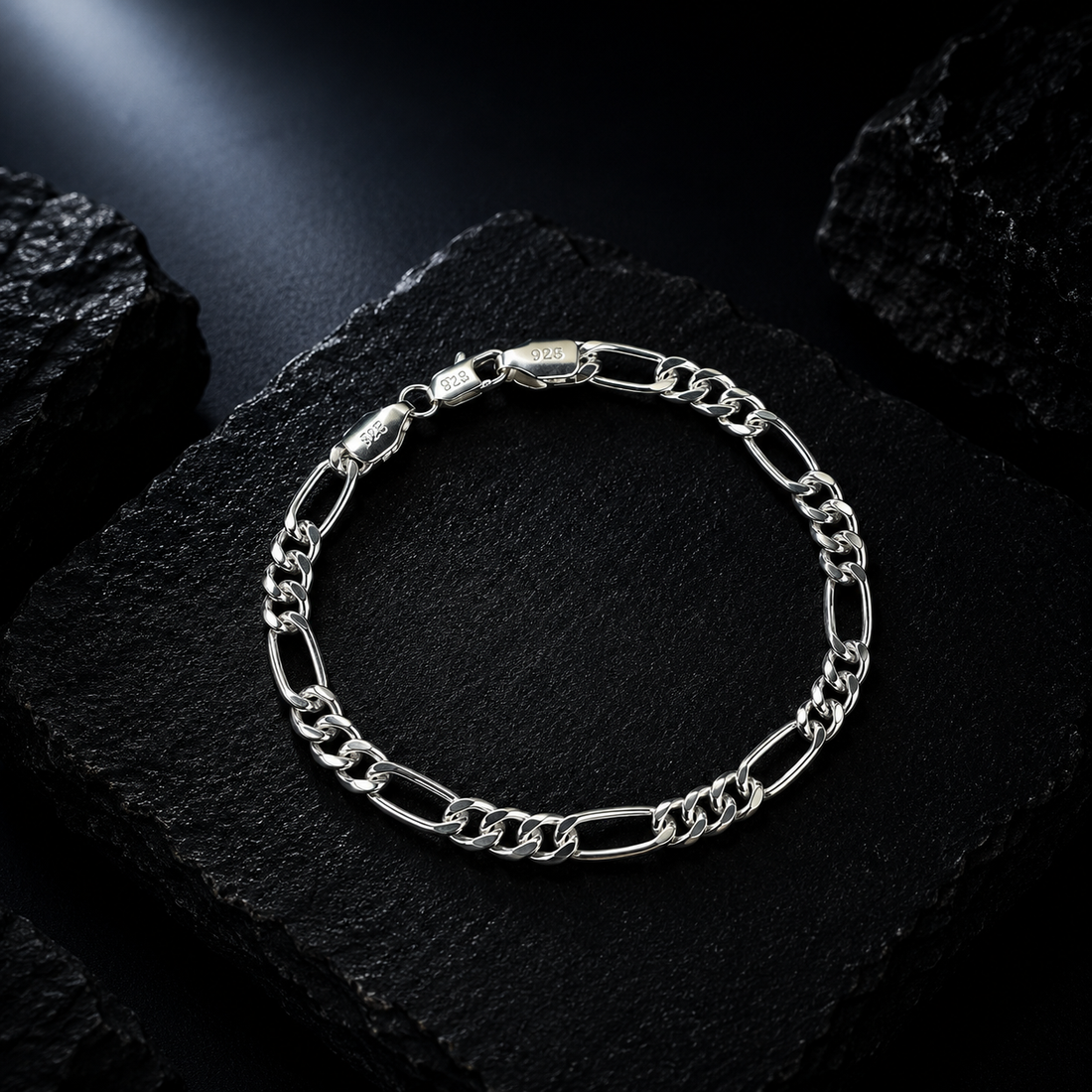 925 Sterling Silver Figaro Chain Bracelet | Classic Link Bracelet for Men & Women