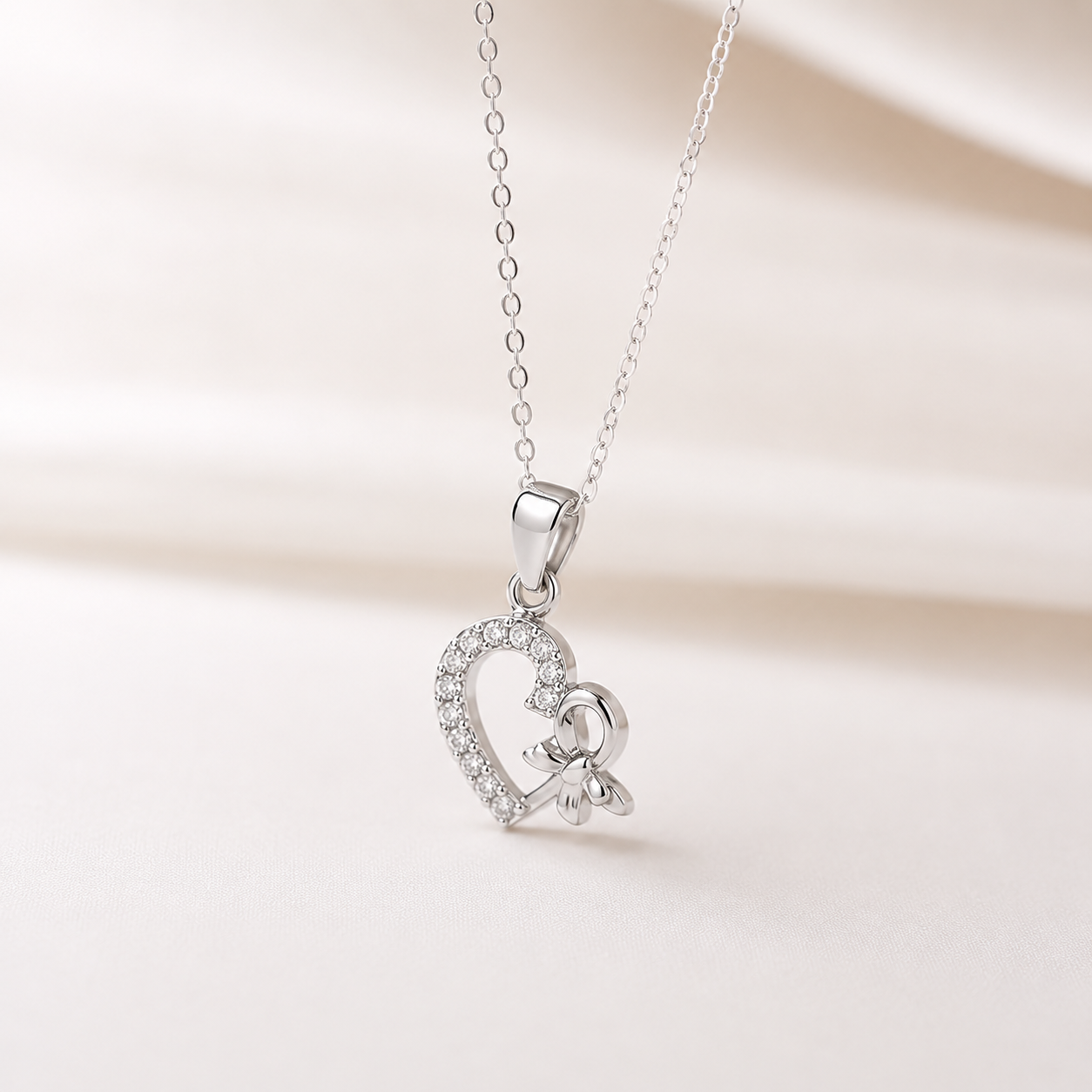 925 Sterling Silver Heart Butterfly Necklace for Women | Crystal Pendant Jewelry