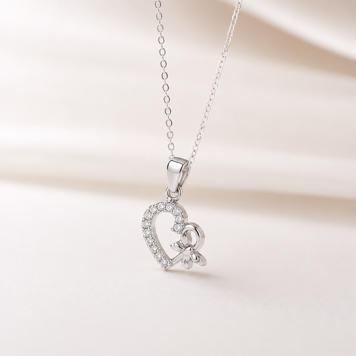 925 Sterling Silver Heart Butterfly Necklace for Women | Crystal Pendant Jewelry