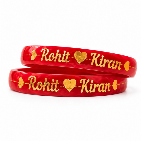 Customized Gold Couple Name Bangles –