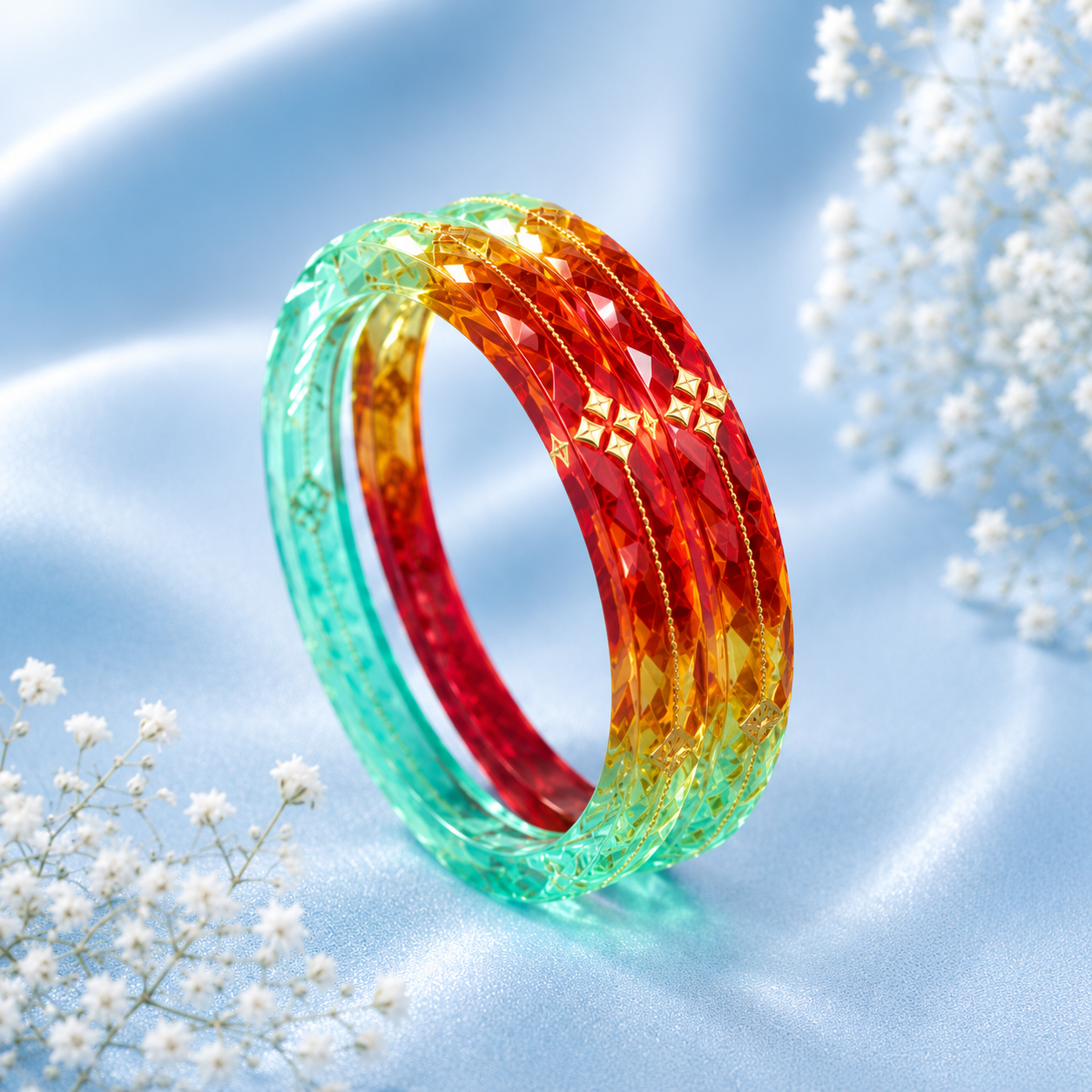 Multicolor Crystal Designer Bangles for Women | Premium Rainbow Fashion Bangles