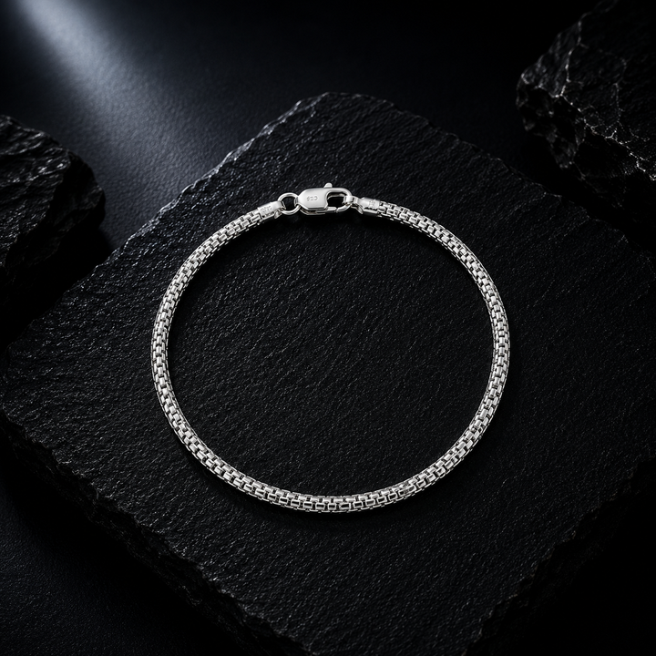 Premium Silver Bracelet for Men & Women | Elegant Box Chain Design