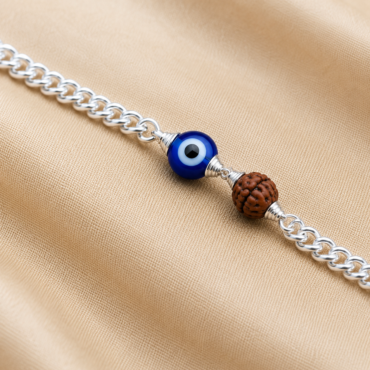 925 Sterling Silver Evil Eye Bracelet for Women & Men | Rudraksha Charm Bracelet