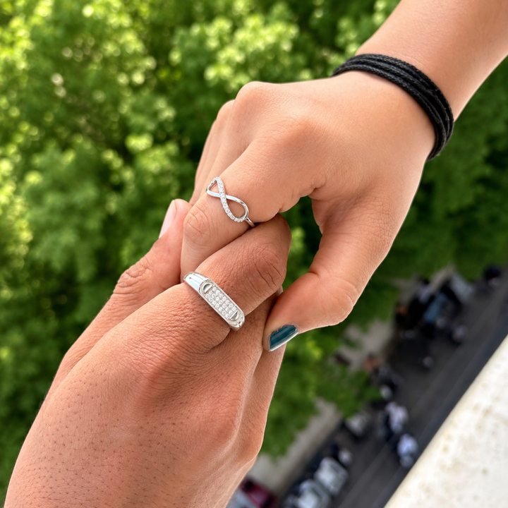 Couple Silver Ring Combo | Infinity & Diamond