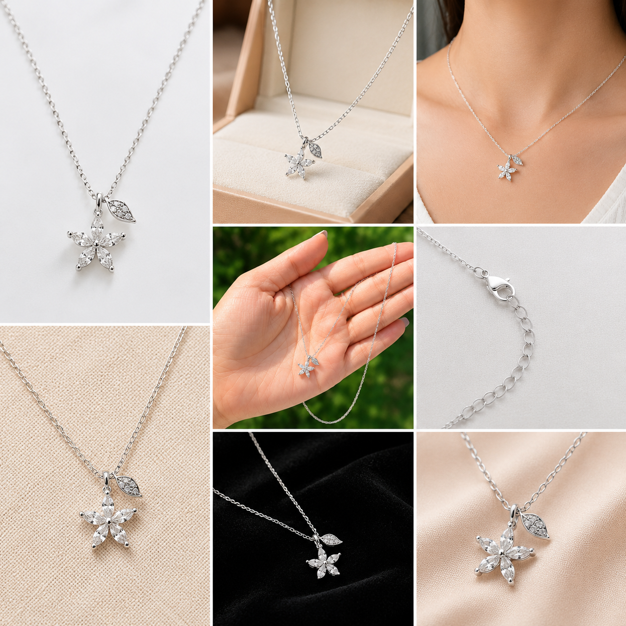 925 Sterling Silver Flower Pendant Necklace for Women | Delicate Floral Jewelry