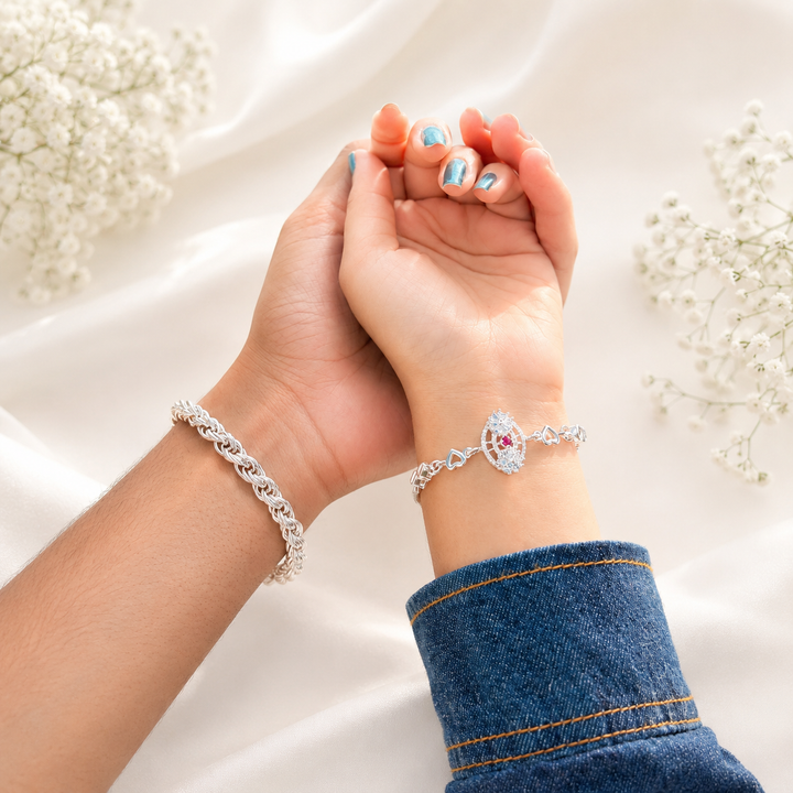 Romantic Silver Couple Bracelet