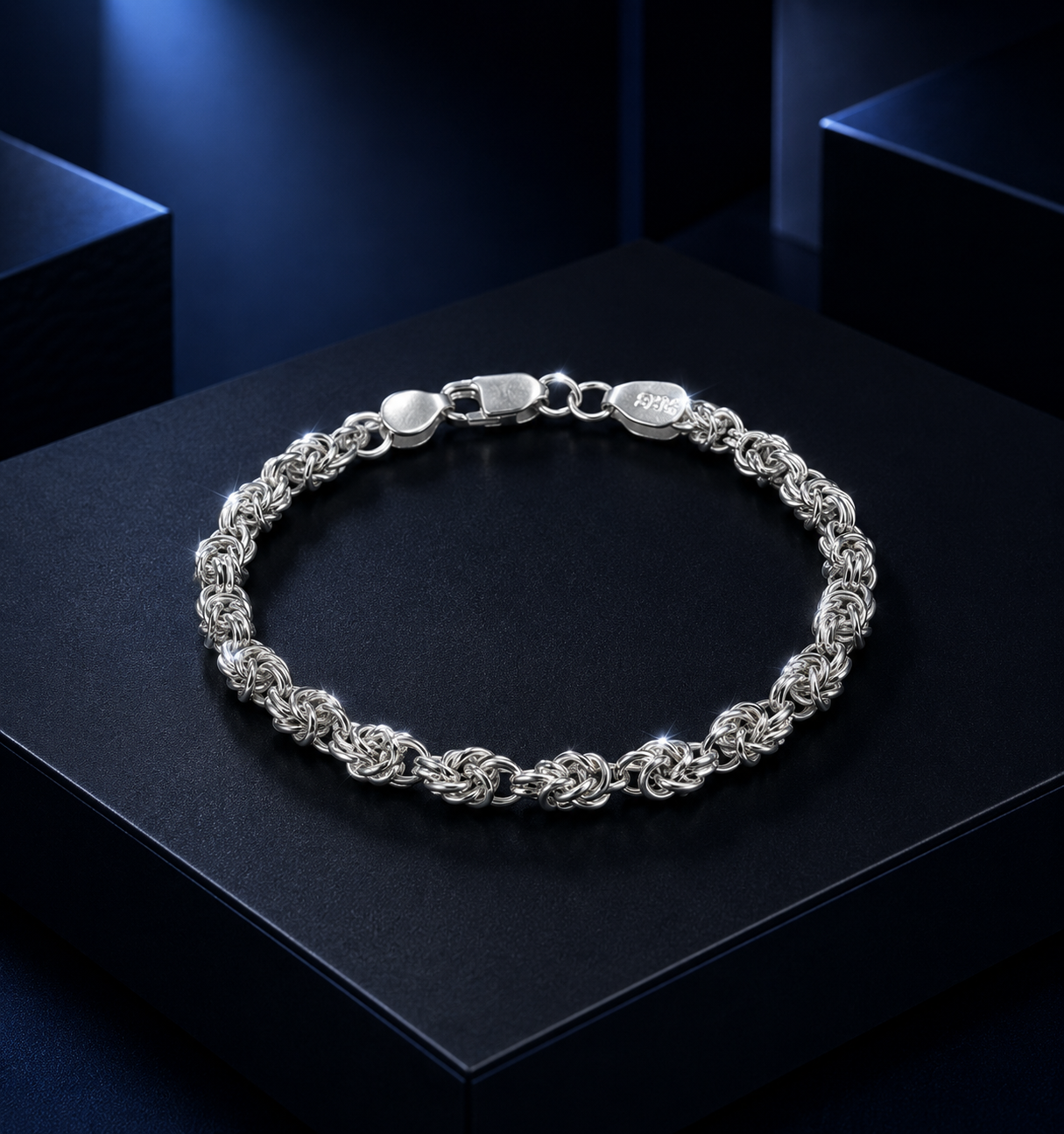 925 Sterling Silver Byzantine Bracelet | Premium Handcrafted Chain Bracelet