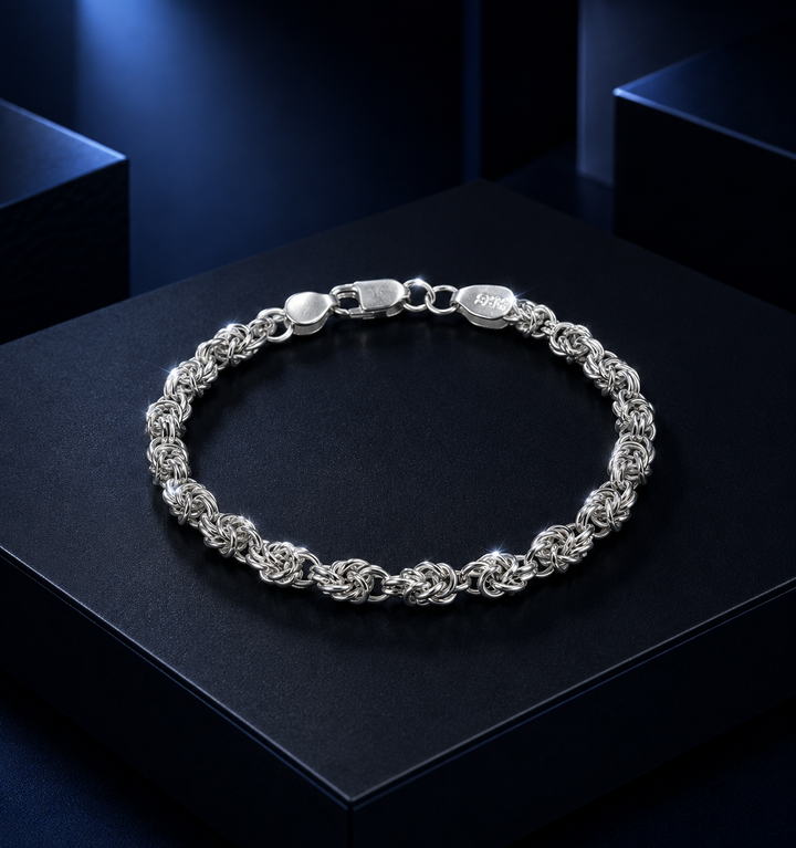 925 Sterling Silver Byzantine Bracelet | Premium Handcrafted Chain Bracelet