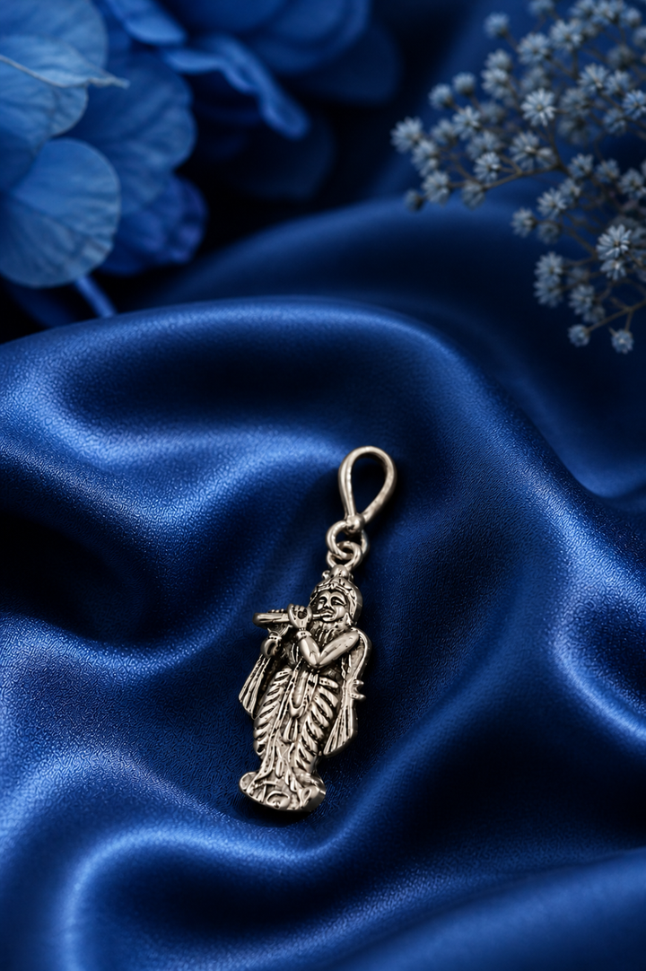 Lord Krishna Silver Pendant - Spiritual 925 Sterling Silver Charm - Balaji Jewellers