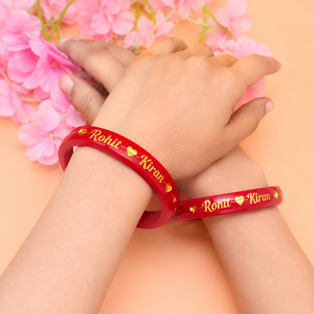 Customized Gold Couple Name Bangles –