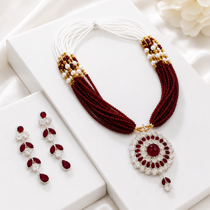 Red Ruby Stone Chatai Necklace