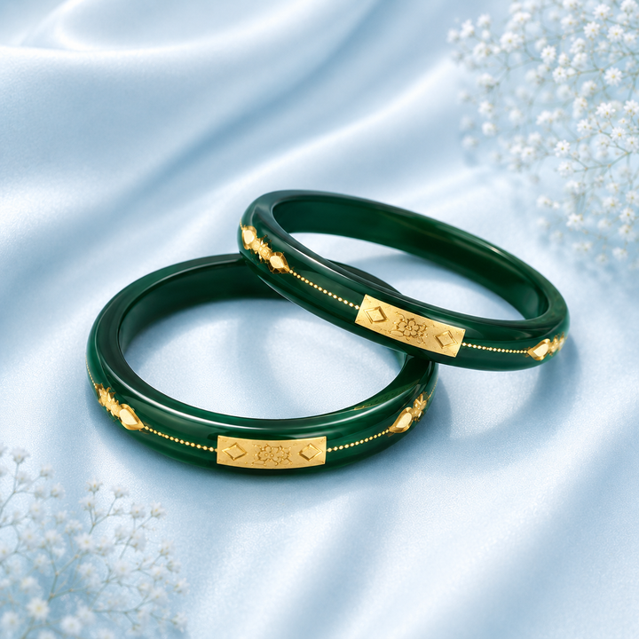 Elegant 916 Green GOLD BANGLES FOR WOMEN