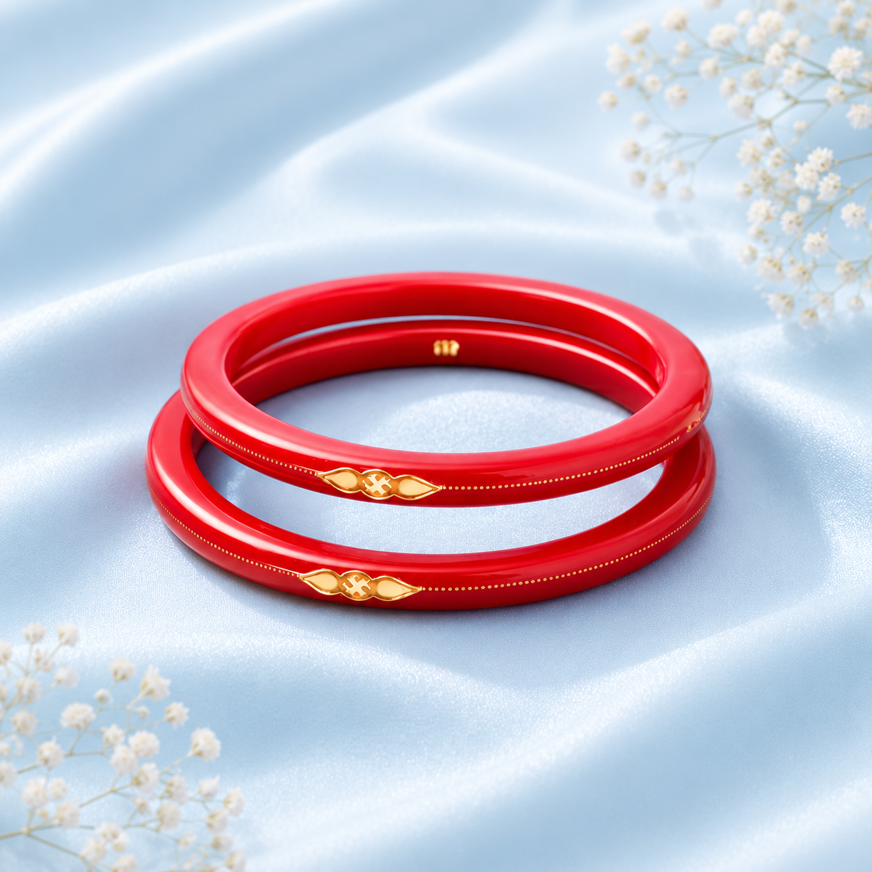 Elegant Gold Red Pola Bangles for Timeless Elegance