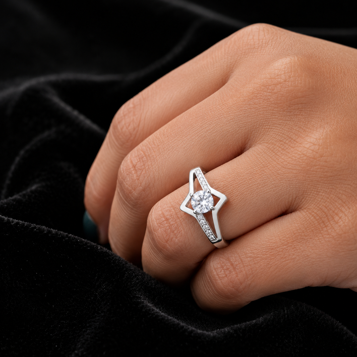 Premium Couple Silver Ring Set with Diamond Design | Matching Rings for Couples