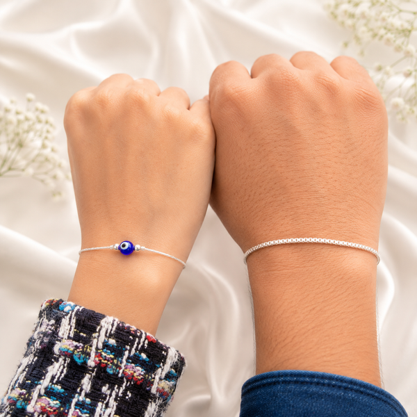 Duo Tone Silver Couple Bracelet Set