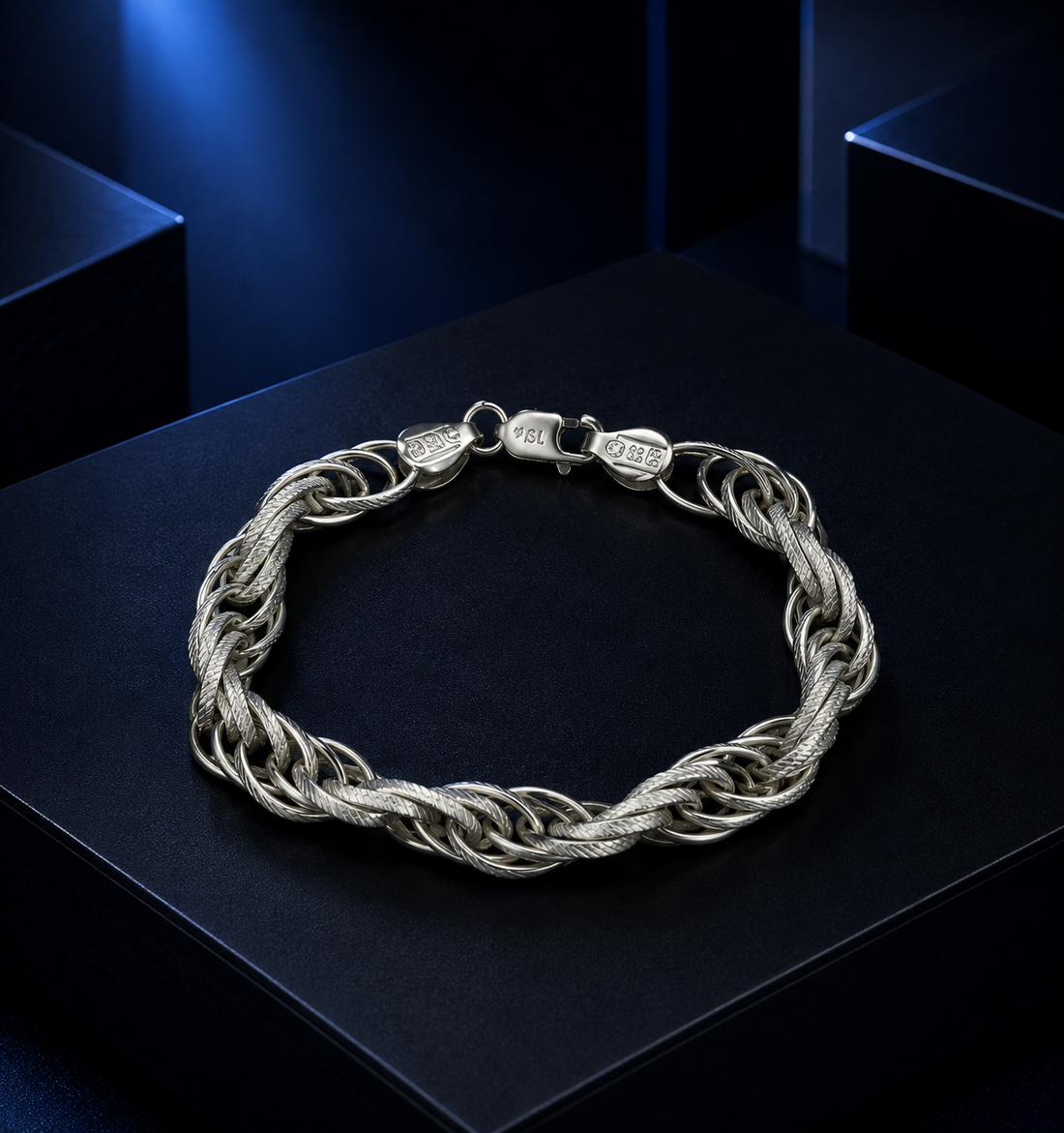 925 Sterling Silver Braided Link Bracelet | Luxury Woven Chain Bracelet for Men & Women