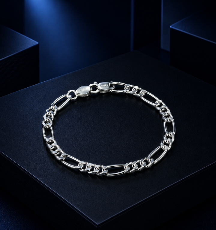 925 Sterling Silver Figaro Chain Bracelet | Classic Link Bracelet for Men & Women