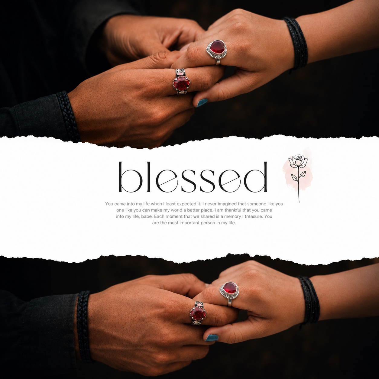 Luxury Couple Ruby Rings – Elegant Silver Matching Ring Set