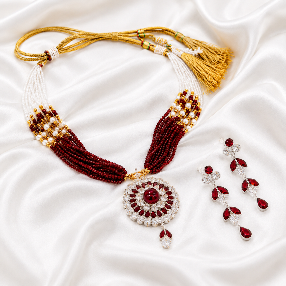 Red Ruby Stone Chatai Necklace