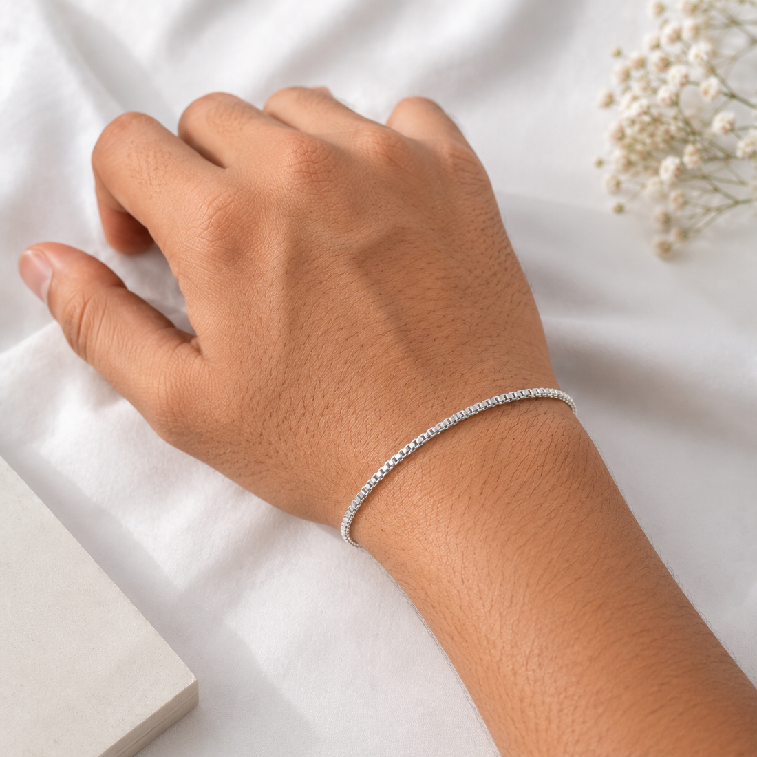 Duo Tone Silver Couple Bracelet Set
