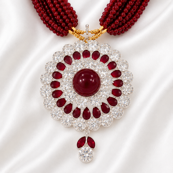 Red Ruby Stone Chatai Necklace
