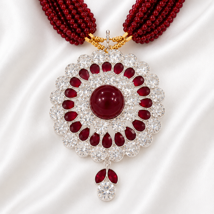 Red Ruby Stone Chatai Necklace