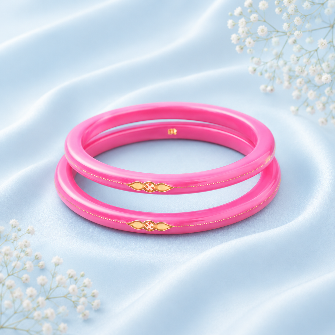 Elegant Gold Bangles with Pink Accents for Women